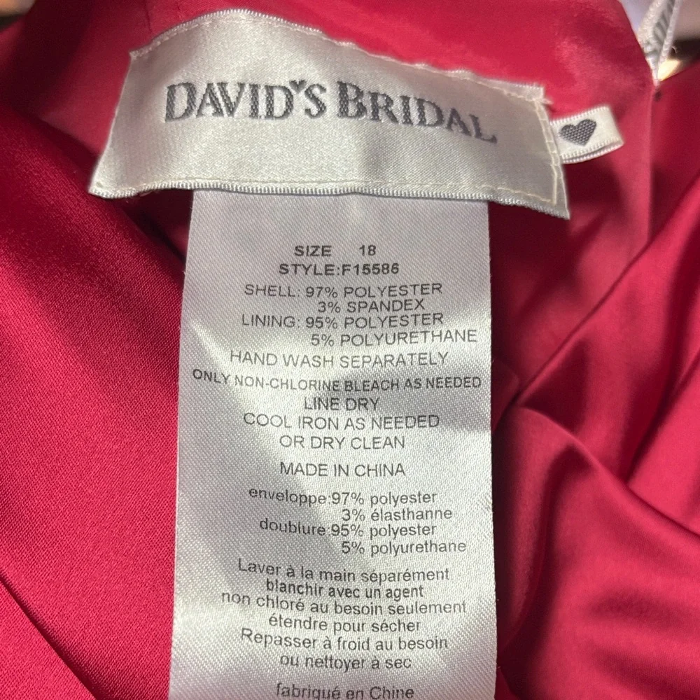 David's Bridal Vibrant Galina figure Sculpting color Apple Maxi Dress - Picture 2 of 4